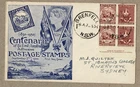 Australia 1950 Centenary Postage Staamps QV NSW Imprint Block 4 FDC Cover