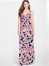 Lilly Pulitzer Villa Maxi Dress Medium Bright Navy In The Vias Floral Sleeveless