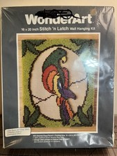 WonderArt Stitch N Latch Wall Hanging Kit 4913 Parrot 16x20 Needlecraft DuPont