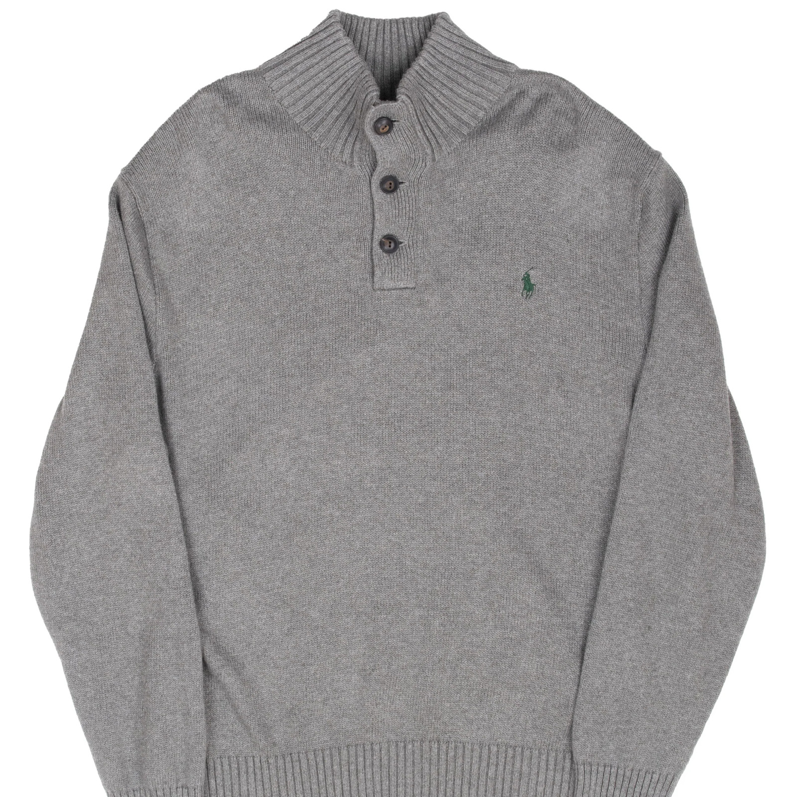 VINTAGE POLO RALPH LAUREN GREY KNIT HENLEY SWEATER SIZE 2XL