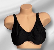 BALI Black Shiny Satin Full Coverage Lined Underwire Bra Womens 40D NOS