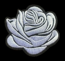 light Gray Rose Iron-On patch 3 x 2 1/2-inch FREE SHIPPING