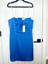 Lilly Pulitzer Carlynn Strapless Satin Bow Dress Morelle Blue Sz 14 NWT $228