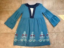 Tea Collection girls blue printed dress size 5 EUC