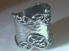 VTG Sterling Silver 925 PZ Israel Paz NATURE VINE Modernist Wide Band Ring Sz 6