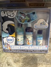 Bluey Cozy Time Bath Set: Bluey Towel Bubble Bath Bath Bomb Sponge Confetti Wash