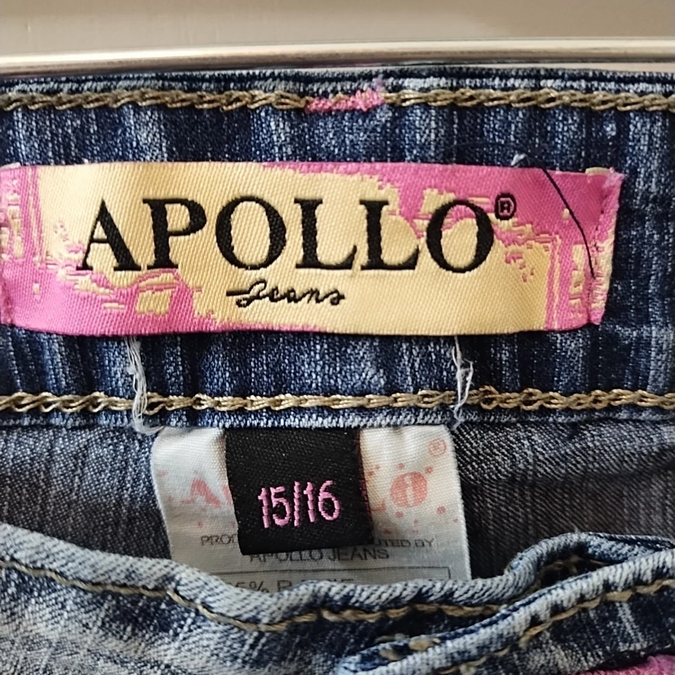 Pantalones de mezclilla para mujer Apollo talla 15-16 tiro alto con bordado Foto 4 de 4