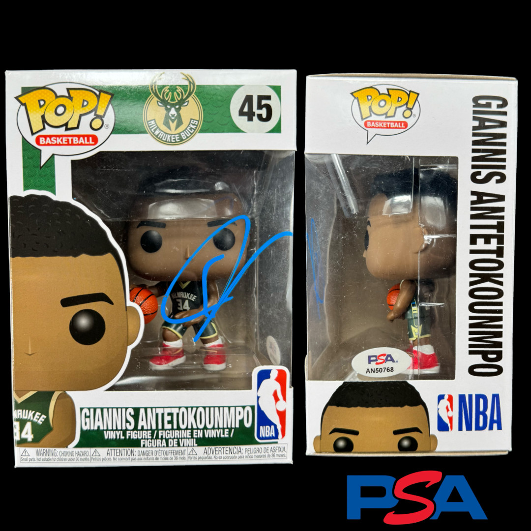 Giannis Antetokounmpo Signed Autograph Funko Pop #45 Bucks PSA/DNA Authenticated