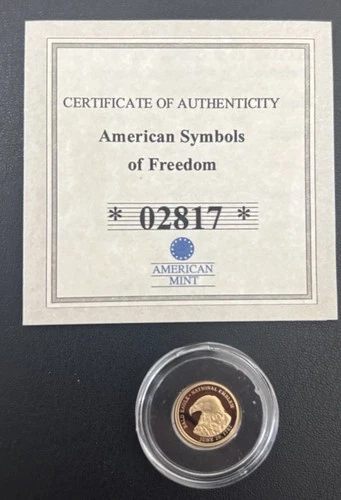 American Mint Bald Eagle Gold Coin 0.585 Gold 0.5g 2011 Proof History of America