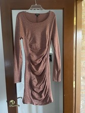 Express Ruched Midi Glitter Dress NWT