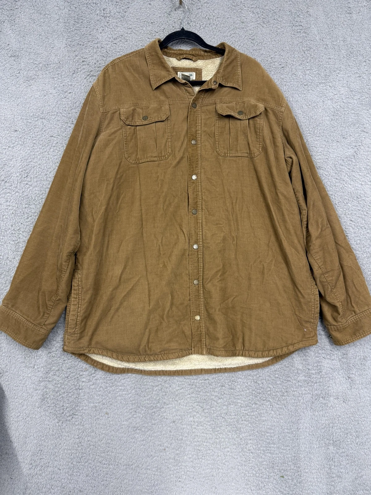 LL Bean Jacket Mens XL Tall Brown Corduroy Sherpa Lined Button Shacket Pockets
Opens in a new window