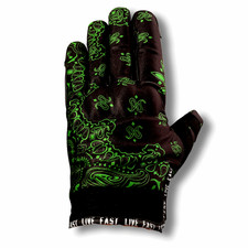 Classic Black  Green Paisley Motorcycle Gloves