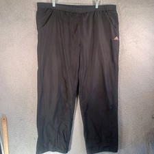 Adidas Womens Black Track Pants Size XL No Drawstring Pockets Logo Zip Ankle