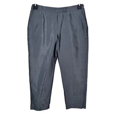 Giorgio Armani Silk Cropped Pants Womens Size 48 Made in Italy Blue