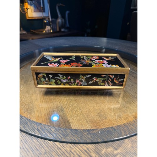 Vintage Kolibri Box handbemalt Holz & Glas - Bild 4 von 18