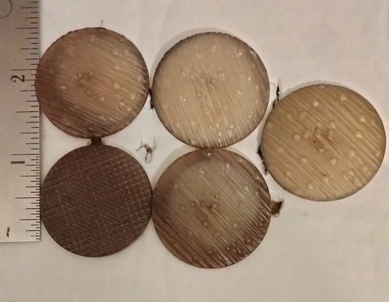 Vintage Large Textured Art Deco Coat Buttons Smoky Taupe Brown Set of 5