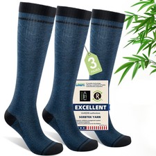 Mens Compression Socks for Men Women 3 Pairs 1520 mmHg Bamboo Viscose Knee Hi...