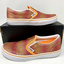 Vans Slip On Shoes Glitter Orange Pink Girls Youth Size 3 Ombr