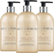Baylis & Harding Hand Wash 500ml Pack of 3 Vegan Jojoba Vanilla Almond 3.98 per litre