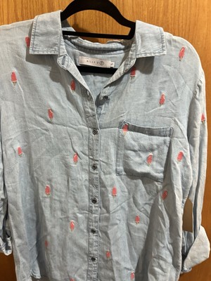NWT Women's BillyT Denim Shirt with Popsicles Embroidery   | Small | MSRP $128