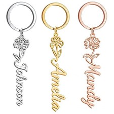 Custom Name Keychain 18k Gold Plated Personalized Keyring with Name for Unisex