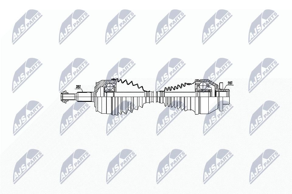 NTY Driveshaft NPW-WW-046 for VW Front Axle Left 615 mm 26x38