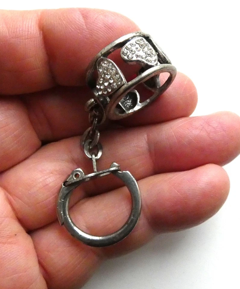 Ancien porte clé métal Bague Coeur Strass Amour Cadeau... - Photo 2/3