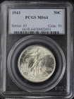 1943 WALKING LIBERTY HALF DOLLAR 50C PCGS MS64 (PQ183)