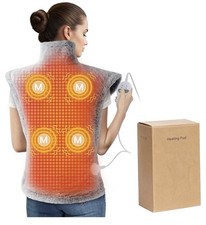 Large Electric Heating Pad with Massage for Neck, Shoulders  Back Pain Relief -