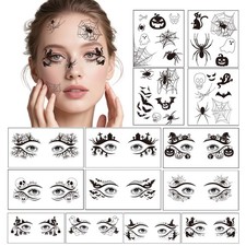 14 PCS Halloween Eye Temporary Tattoos, Halloween Face Stickers Skull Spider ...
