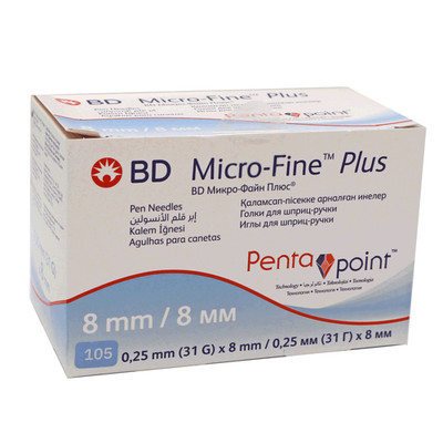 BD Micro-Fine Plus Pentapoint 8 mm Pennadeln, 100 Stck., Kurzes MHD: 30.08.2026