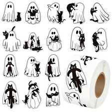 500Pcs Halloween Ghost Stickers Roll Laser Cute Boo Ghost Self-Adhesive Stickers