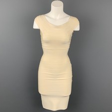 HERVE LEGER Taille XS Crème Mélange De Rayonne Robe De Cocktail Marina
