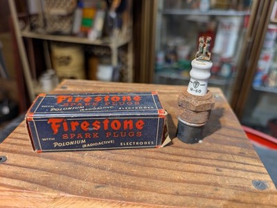 Vintage Original Firestone Polonium Spark Plug In Box M-100