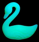 VTG Fenton Uranium Glass Swan Custard Satin Figurine Oval Mark UV Glow 4”