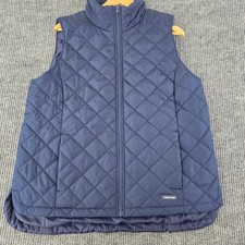 Lands End Boys Quilted Vest Navy Blue Full Zip Puffer Jacket Size L 14-16