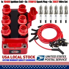 FD488 Ignition Coil + Wire Set +Spark Plug for Ford Mazda Mercury Contour Jaguar