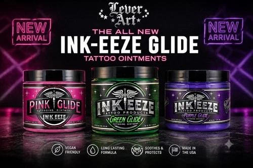 INK-EEZE Green Pink Purple Glide Tattooing Ointment Variation 8oz-6oz   - product listing photo