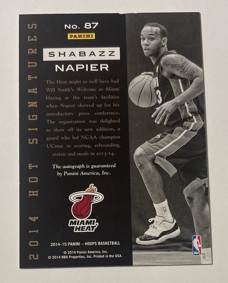 2014-15 Panini Hoops Hot Signatures Rookie Autograph #87 Shabazz Napier Rc Auto - Image 2 of 2
