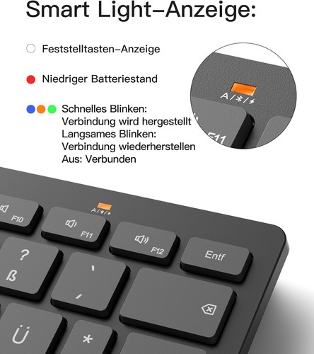 Inateck Bluetooth Tastatur,Kabellose Funktastatur 3 Bluetooth,Ultraslim QWERTZ - Bild 4 von 9