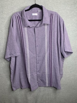 Cafe Luna Mens Short Sleeve Casual Button Down Shirt 2XL Purple Striped