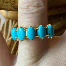 Premium Kingman Turquoise Sterling Silver Ring Size 7
