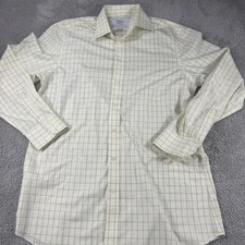 Charles Tyrwhitt Shirt Mens 16/35 Yellow Check Slim Fit Dress Long Sleeve