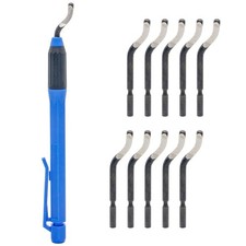 High Speed Steel Deburring Tool Set with 11 Swivel Blades 360 Degree Rotary Head