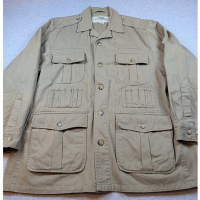 Boyt Harness Company Mens XL Khaki Cotton Safari Field Jacket Hunting Coat Tan
