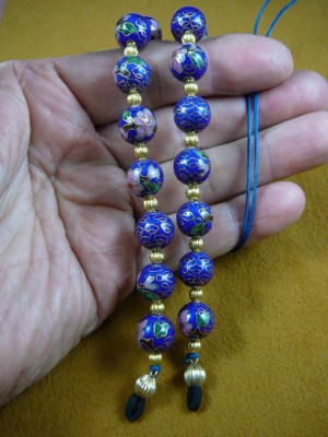 #E-66-121)  DARK BLUE Cloisonné Eyeglass leash holder gold necklace lanyard bead