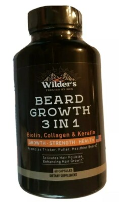 Beard Growth Natural Stimulating  Facial Hair Grower Fast Grow Strength 60 Caps.