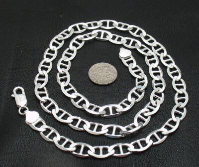 24 Zoll 8 mm Mariner Anker Glieder Halskette Kette echt massiv 925 Sterlingsilber 