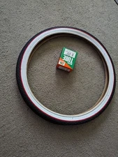  (1) DURO 20 x1.75 W.WALL BRICK PATTERN BICYCLE TIRE & TUBE, SKINNY RED LINE