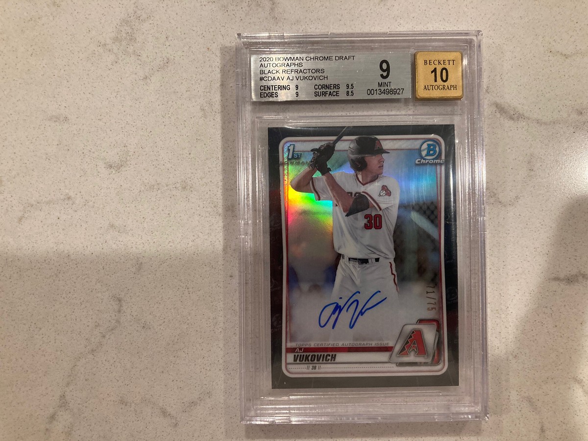 AJ Vukovich 2020 Bowman Chrome Draft 1st Auto. Black Refractor /75 